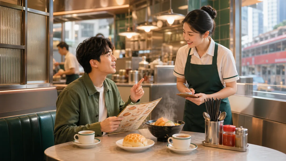 Restaurant language practice scenario